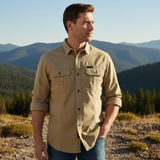The Ashton Ridge Men’s Solid Color Multi Pocket Cotton Cargo Shirt