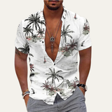 The Ridgefall Men’s Trendy Tropical Coconut Print Hawaiian Beach Shirt