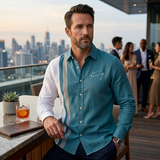 The Riomaggiore Men’s Summer Color Block Striped Dress Shirt