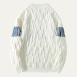 The Mayfield Men’s Trendy Cable Knit Sweater with Contrast Stripe