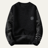 The Whitlock  Men’s Winter Fleece Sweater with Striped Sleeves
