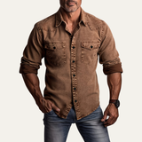 The Foxhaven Men’s Brown Vintage Washed Denim Shirt