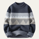 The Treviso Men’s Warm Winter Pattern Sweater – Blue