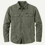 The Ashton Ridge Men’s Solid Color Multi Pocket Cotton Cargo Shirt