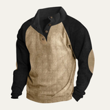 The Provence Men's Trendy Stand Up Collar Colorblock Corduroy Sweater