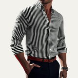 The Piacenza Men’s Casual Button-Down Printed Striped Shirt
