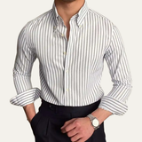 The Varenna Lago Men’s Retro Button Down Striped Dress Shirt