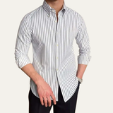The Varenna Lago Men’s Retro Button Down Striped Dress Shirt