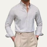 The Varenna Lago Men’s Retro Button Down Striped Dress Shirt