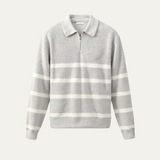 The Woodstock Men's Half Zip Striped Knit Sweater