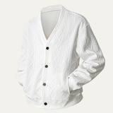 The Brindisi Men's Cable Knit V Neck Diamond Pattern Cardigan