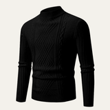 The Hartley Men’s Mock Neck Knit Sweater – Slim Fit Ribbed Pullover
