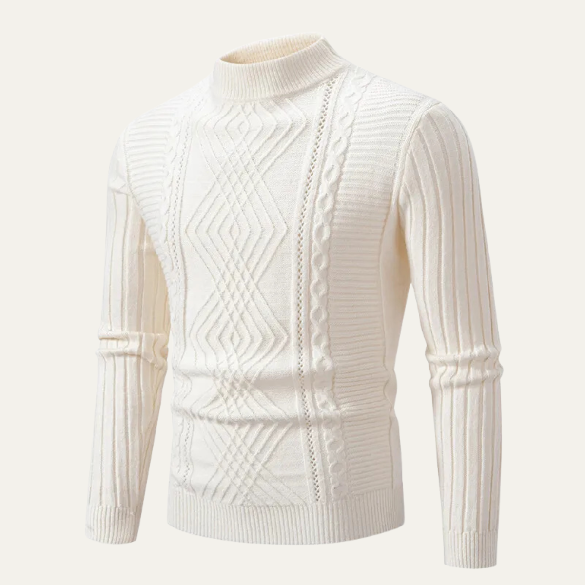 The Hartley Men’s Mock Neck Knit Sweater – Slim Fit Ribbed Pullover