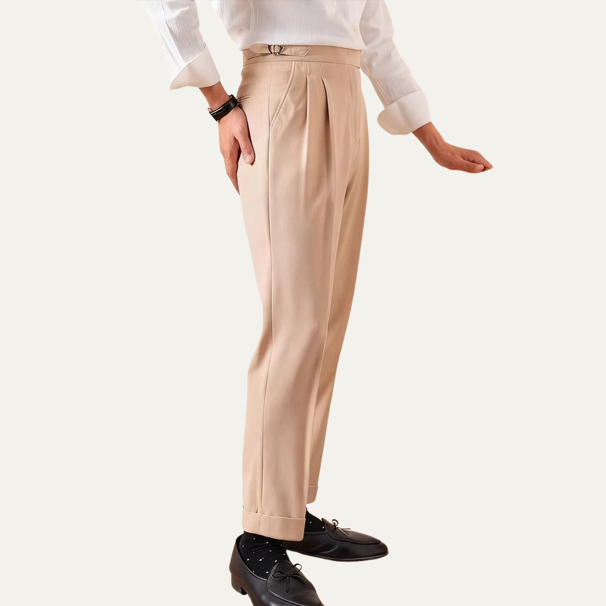The Riva Garda Men’s High Waist Double Pleated Trousers
