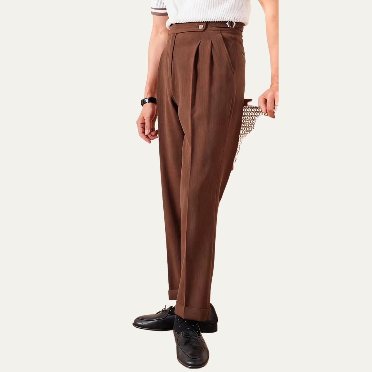 The Riva Garda Men’s High Waist Double Pleated Trousers