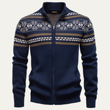 The Procida Men's Vintage Ethnic Collar Knit Zip Up Cotton Cardigan
