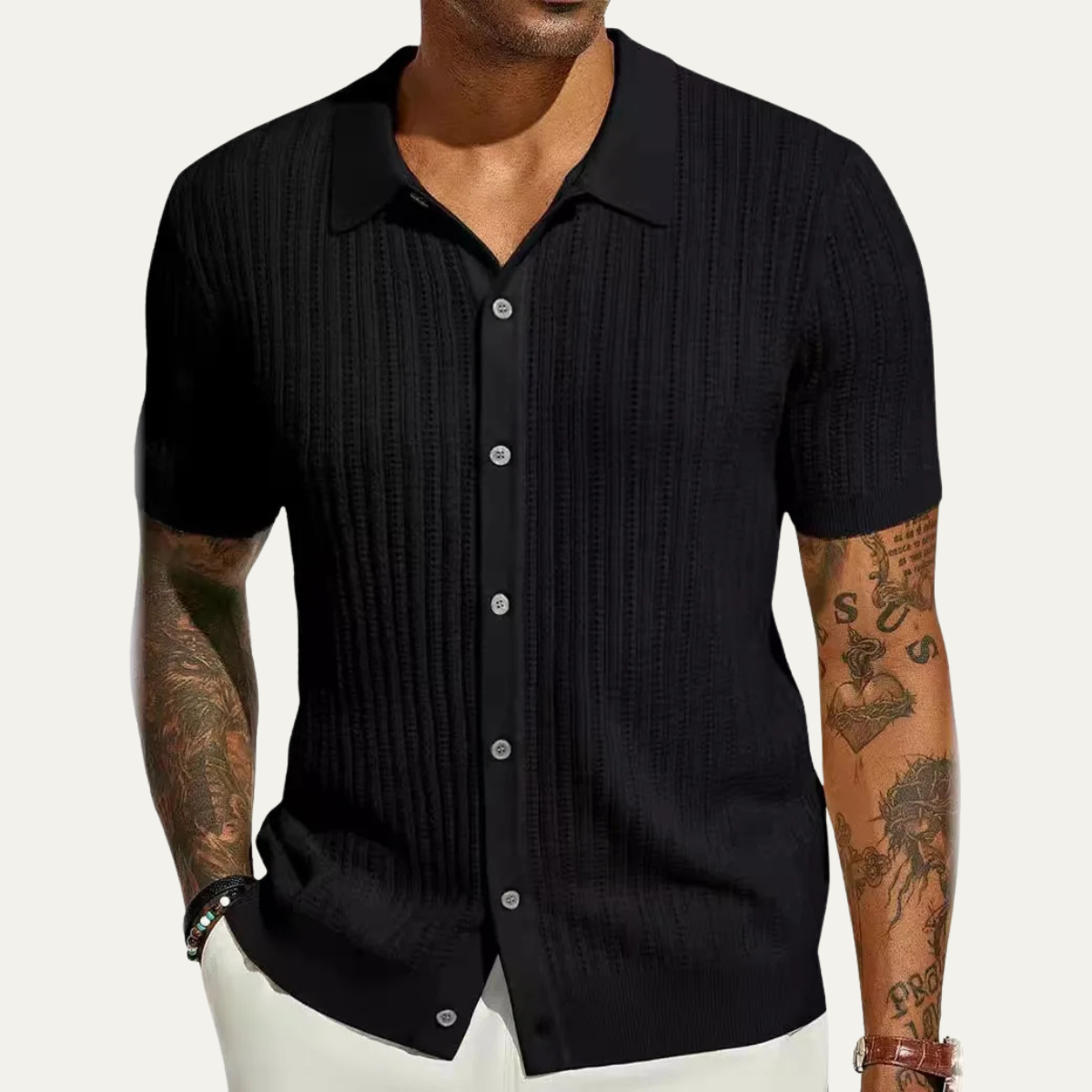 The Trapani Men’s Casual Knit Button Down Polo Shirt