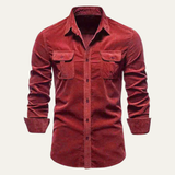 The Veneto Men’s Trendy Button Up Corduroy Shirt