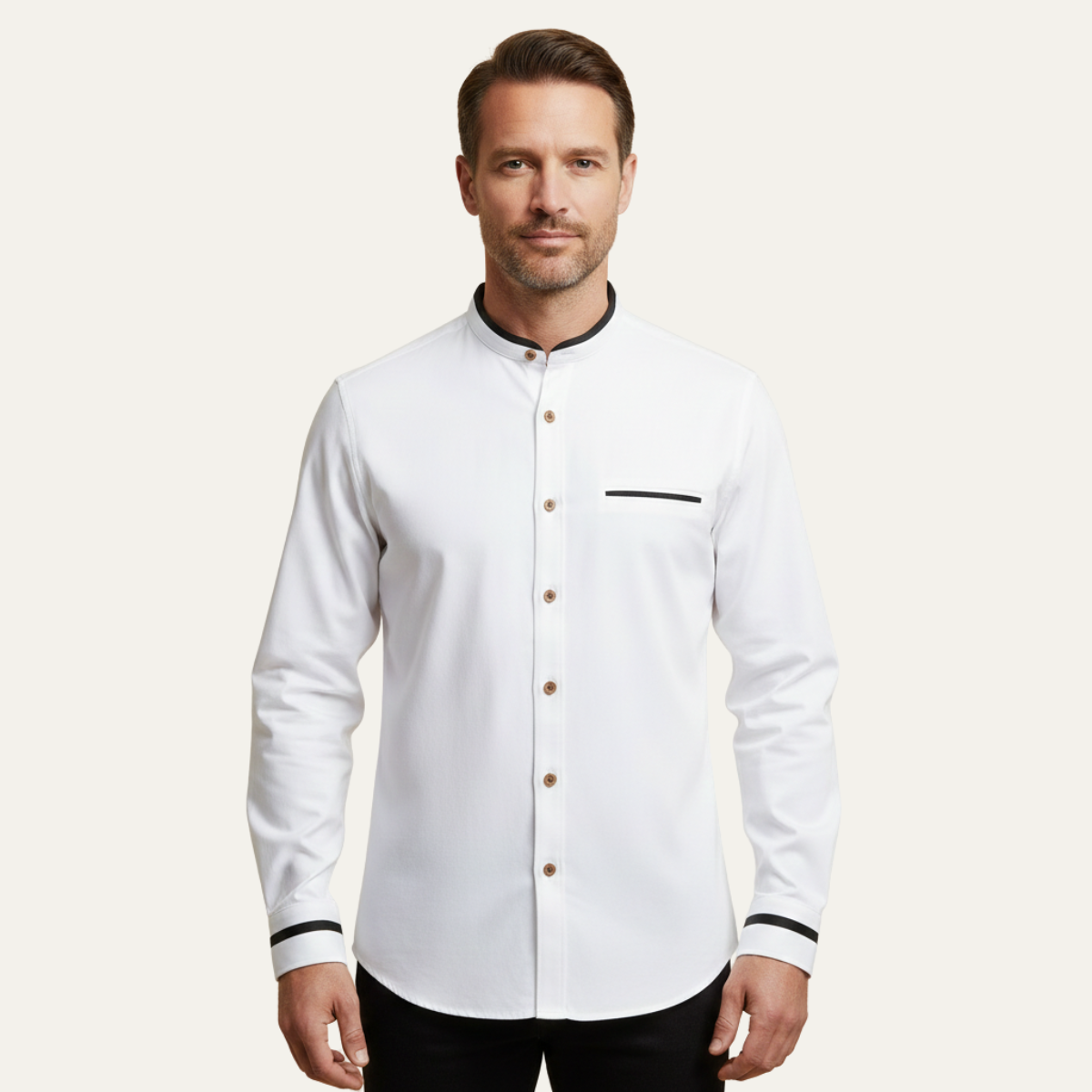 The Silverhaven Ridge Men’s Standing Collar Business Button Up Shirt