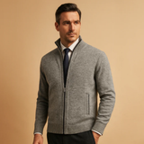 The Glenwood Men’s Classic Knitted Zip Cardigan with Stand Collar