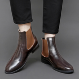 The Gerace Men’s Leather Slip-On Chelsea Boots with Elastic Panel