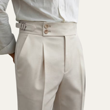 The Claremont Men’s High Waisted Linen Dress Pants with Adjustable Side Buckle Waist