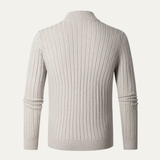 The Favignana Men's Knitted Stand Collar Ribbed Half Zip Sweater