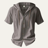 The Glenrock Men’s Cotton Linen Hooded Drawstring Casual Top