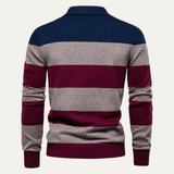 The Latina Men’s Cotton Button Up Striped Knit Polo Sweater