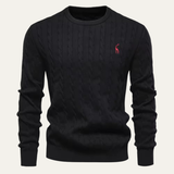 The Malaga Men’s Classic Cotton Cable Knit Crew Neck Sweater