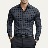 The Caserta Men’s Slim Fit Check Print Dress Shirt