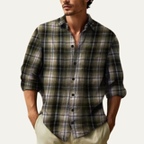 The Salerno Men’s Plaid Flannel Casual Button Down Shirt