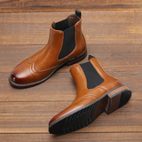 The Giudecca Men's Elastic Side Panels Leather Chelsea Boots