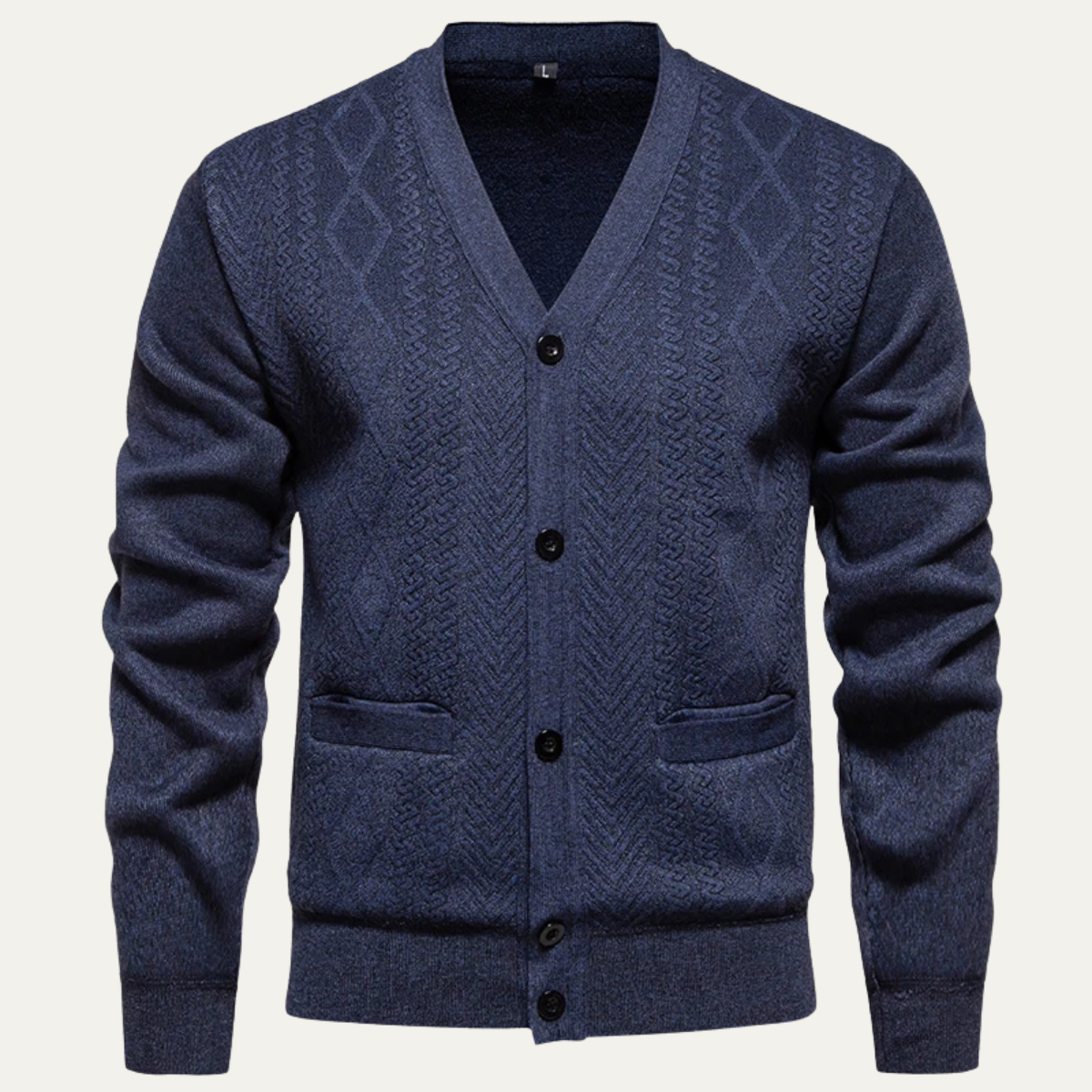The Murano Men's Slim Fit Knitted Button-Up V-Neck Sweater