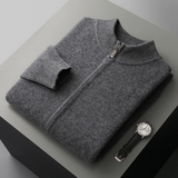 The Maplecrest Men's Merino  Mock Neck Zip Up Cardigan