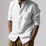 The Manly Men’s Casual Button Up Linen Long Sleeve Shirt with Pocket
