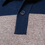 The Latina Men’s Cotton Button Up Striped Knit Polo Sweater