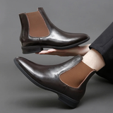 The Gerace Men’s Leather Slip-On Chelsea Boots with Elastic Panel