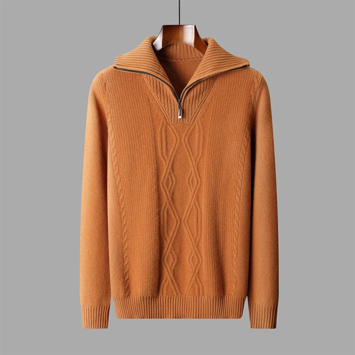 The Riverhill Men's Cable Knit Half Zip Sweater