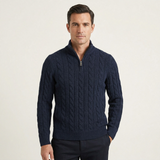 The Pesaro Men’s Cable Knit High Neck Quarter Zip Sweater