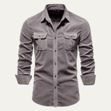 The Veneto Men’s Trendy Button Up Corduroy Shirt