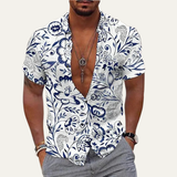 The Ridgefall Men’s Trendy Tropical Coconut Print Hawaiian Beach Shirt