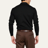 The Ironcrest Hill Men’s Casual Long Sleeve Ribbed Knit Polo Shirt