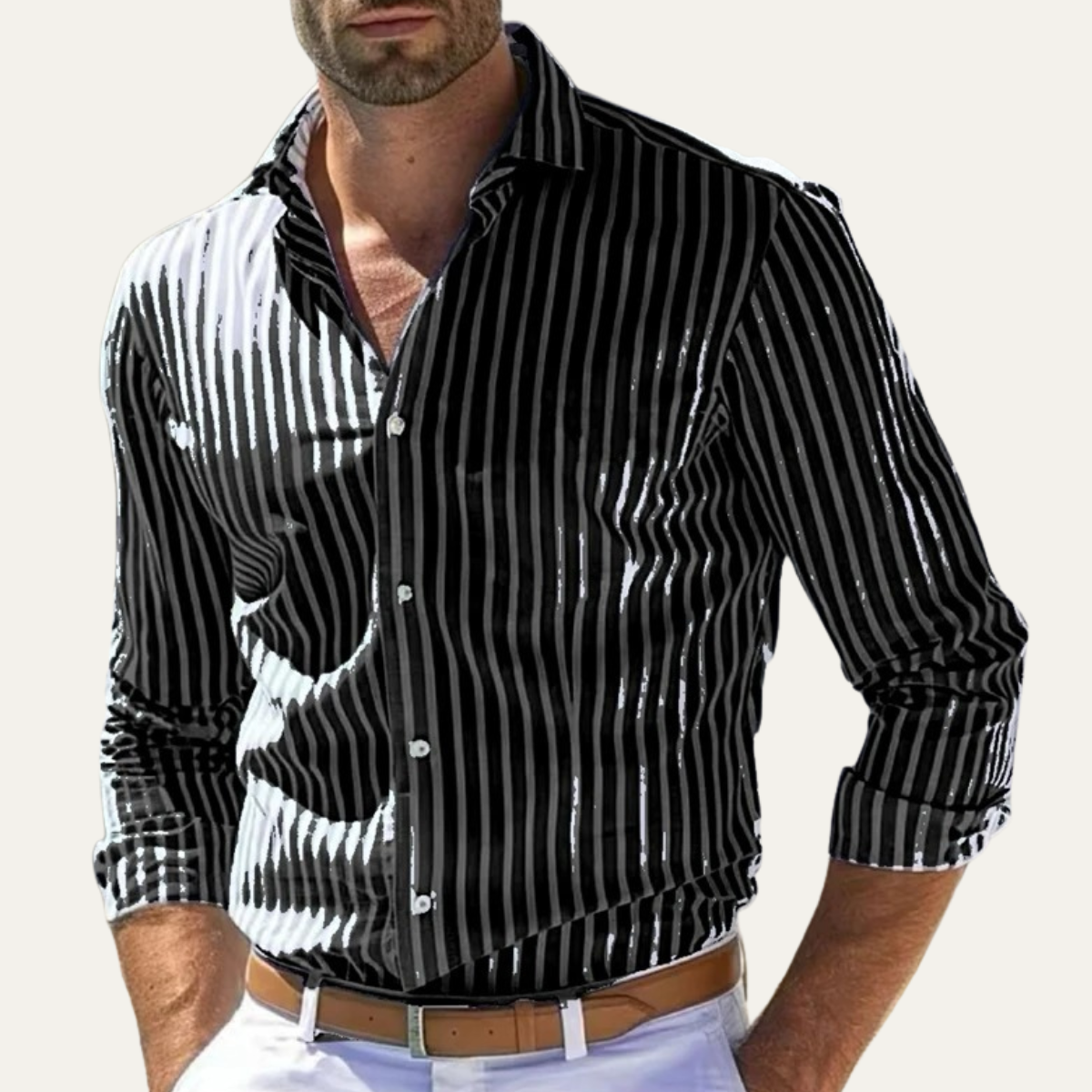 The Hilton Head Men’s Casual Smart Fit Striped Linen Shirt