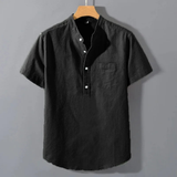 The Genova Men’s Stand Collar Casual Summer Henley Shirt