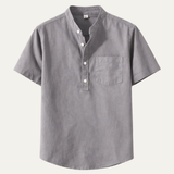 The Lecce Men’s Stand Collar Trendy Summer Henley Shirt