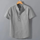 The Piacenza Men’s Cotton Stand Collar Summer Shirt