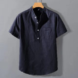 The Lecce Men’s Stand Collar Trendy Summer Henley Shirt