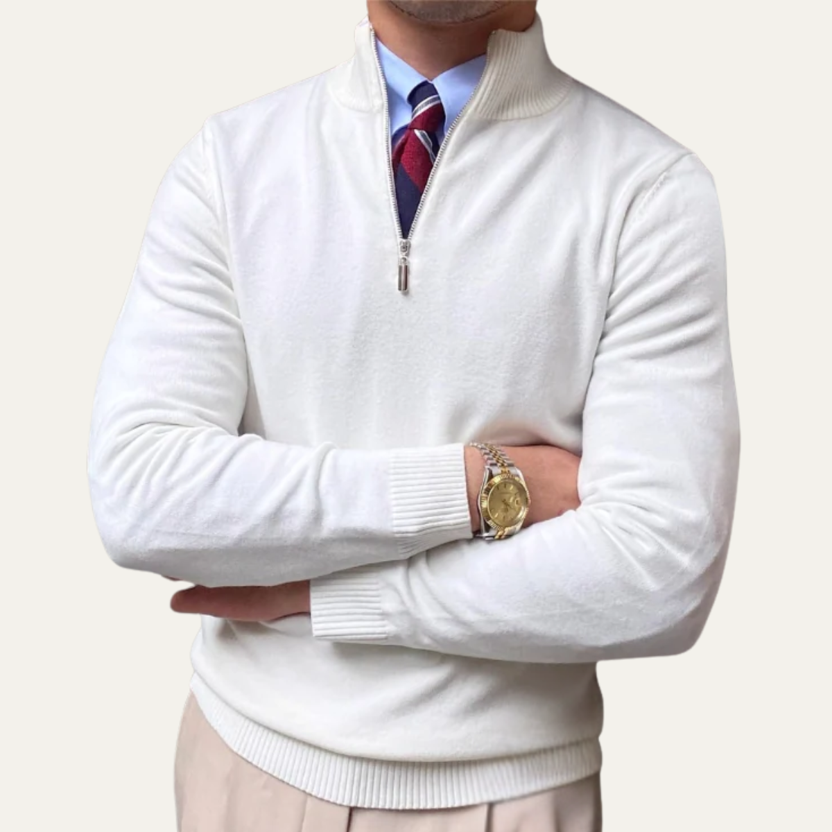 The Brookline Ridge Men's Classic Mock Neck Half Zip Sweater
