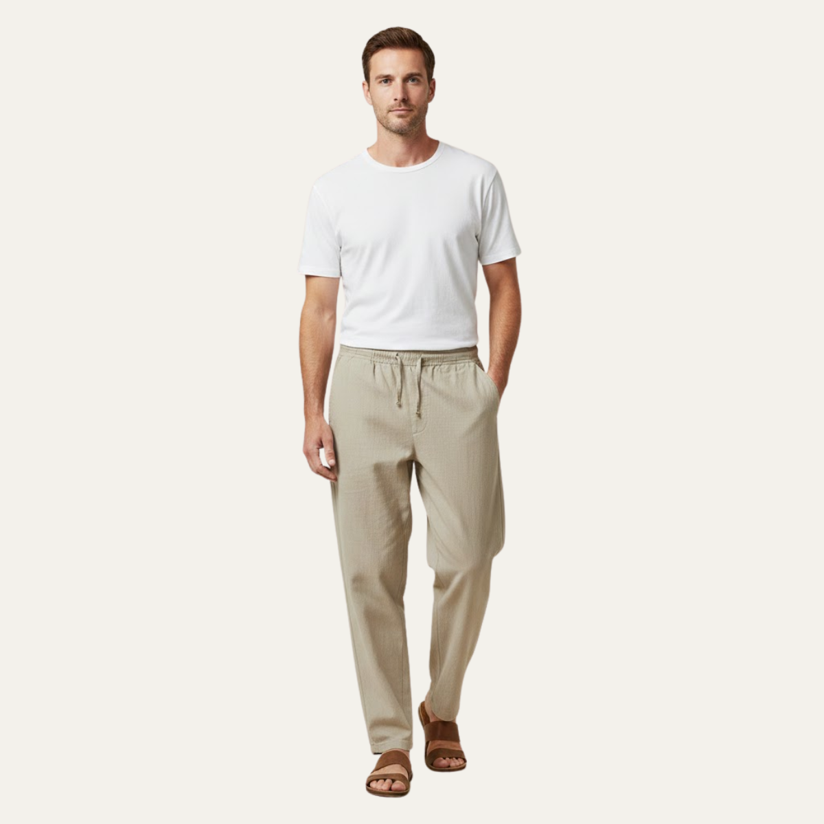 The Meadowwater Men’s Loose Fit Cotton Linen Drawstring Pants